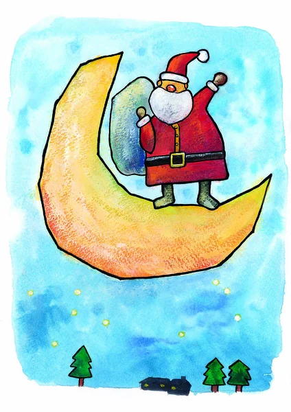 Caricatura Escrita Mano Santa Claus —  Fotos de Stock