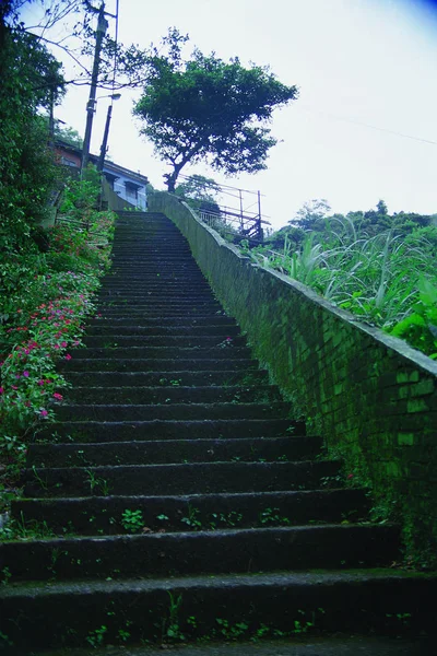 Escaliers Ciel Bleu Sur Fond Nature — Photo