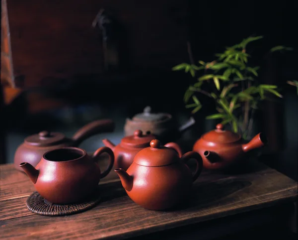 中式茶道用餐具的摆放 — 图库照片