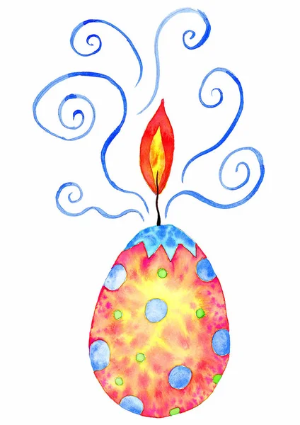 Ακουαρέλα Ζωγραφισμένη Στο Χέρι Απεικόνιση Του Αυγού Φωτιά — Φωτογραφία Αρχείου