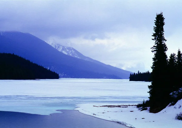 Vue Panoramique Sur Nature Montagne Lors Une Journée Hiver Brillante — Photo