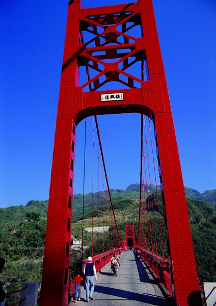 Vista Del Puente Rojo Lugar Viaje Fondo — Foto de Stock