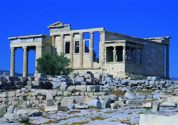 Zřícenina Řeckého Chrámu Starověkého Města Atény Řecká — Stock fotografie