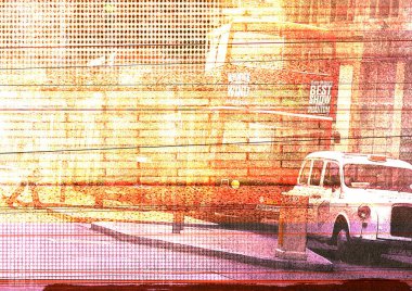 Londra otobüs ve taksi soyut grafik arka plan