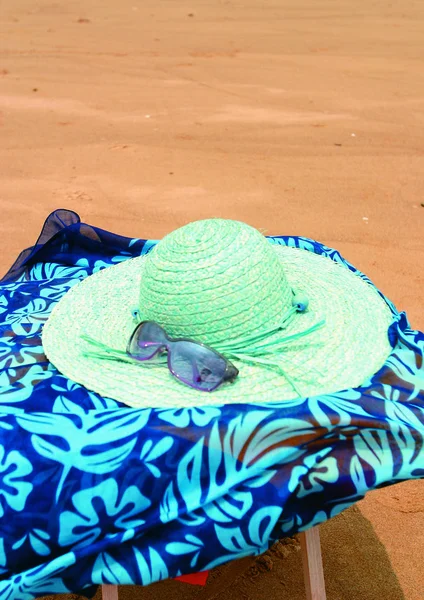Літній Солом Яний Капелюх Сонцезахисні Окуляри Пляжі — стокове фото