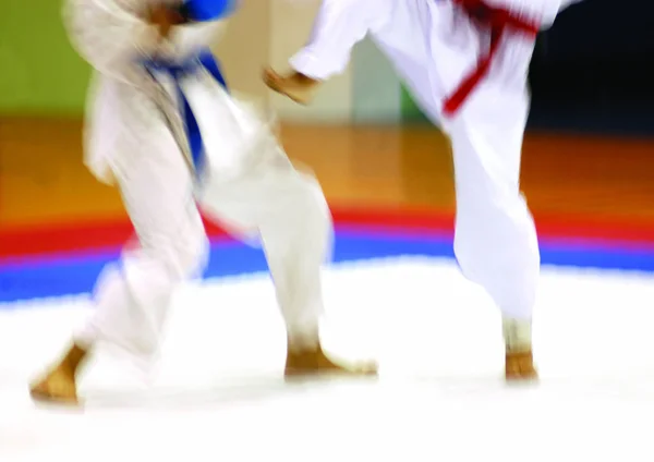 Hombres Karate Durante Lucha —  Fotos de Stock