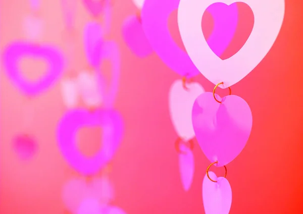 Красивые Розовые Бумажные Сердца — стоковое фото