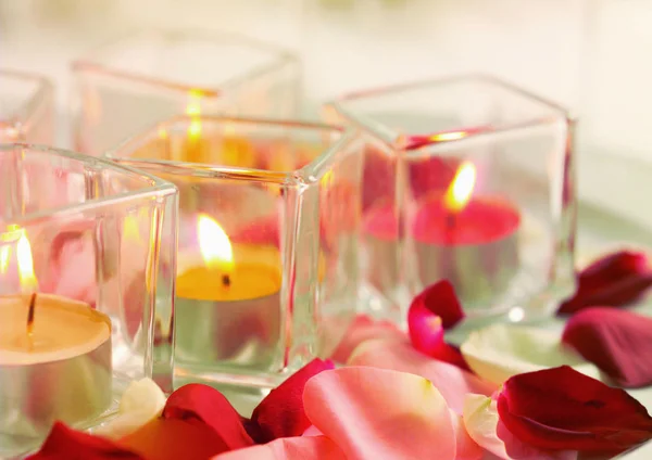 Decoración Romántica Con Velas — Foto de Stock