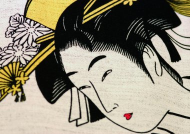 Güzel Japon kadın resim çiziyor.