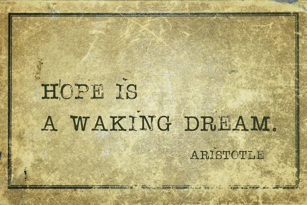 Hope Waking Dream Ancient Greek Philosopher Aristotle Quote Printed Grunge — Stock Photo, Image