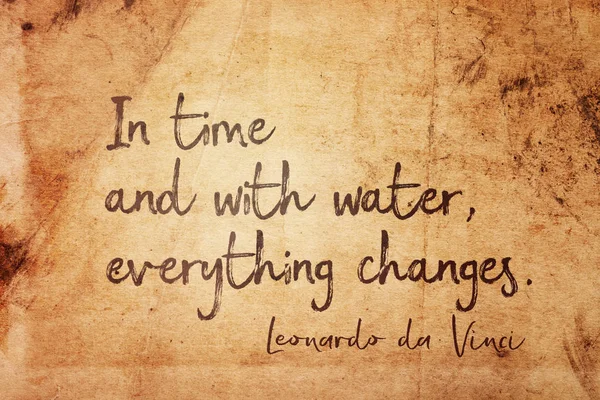 Термін Водою Змінюється Стародавні Італійським Художником Леонардо Вінчі Цитата Надрукований — стокове фото