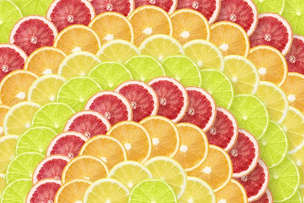 Mnoho Čerstvé Citrusové Řezy Duhové Obrazce — Stock fotografie