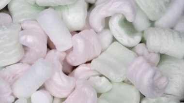 birçok yumuşak ambalaj Köpük yakın parçalarını arka plan, ön kamera hareket kayar