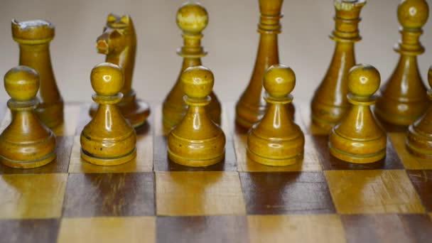 Vintage wooden chess — Stock Video