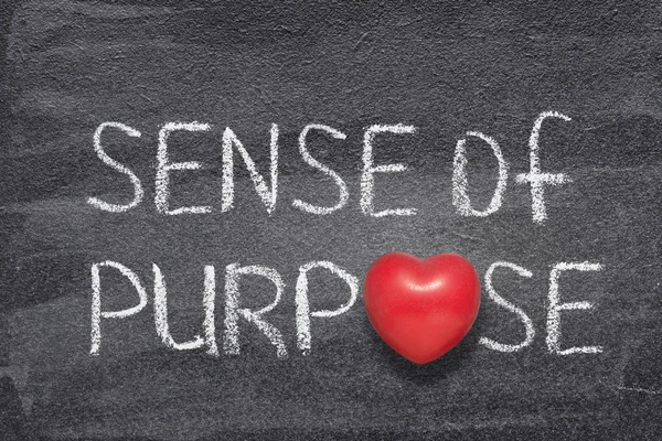Sense Purpose Phrase Handwritten Chalkboard Red Heart Symbol Instead — Stock Photo, Image