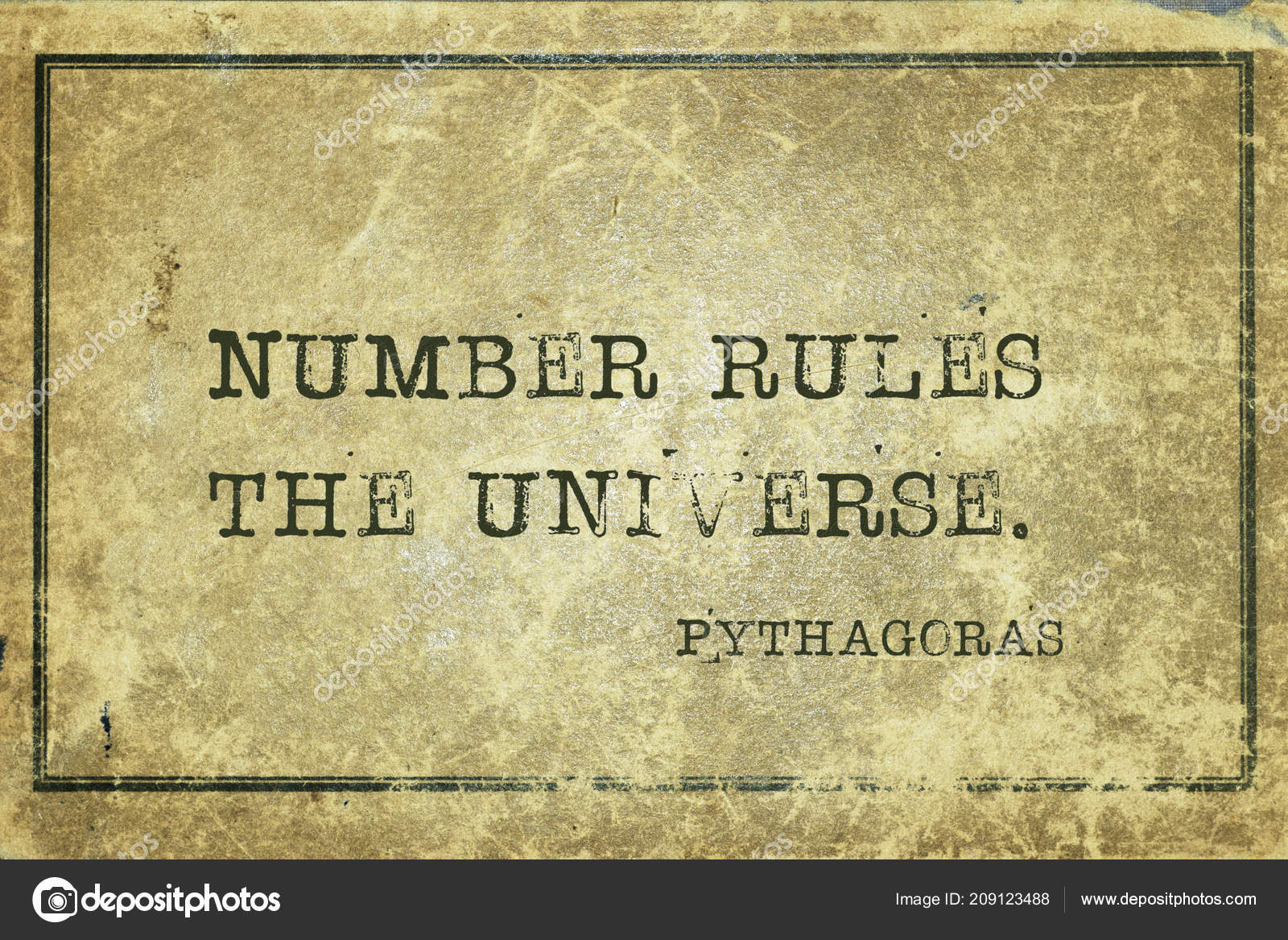 Number Rules Universe Ancient Greek Philosopher Pythagoras Quote Printed  Grunge — Stock Photo © yurizap #209123488, image size:1600x1167