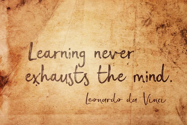 Learning Never Exhausts Mind Ancient Italian Artist Leonardo Vinci Quote — Stock Photo, Image
