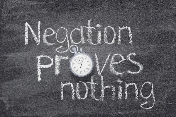 Negation Proves Nothing Ancient Roman Proverb Written Chalkboard — Stock Photo, Image