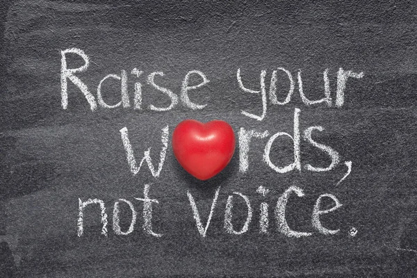 Raise Your Words Voice Ancient Proverb Concept Written Chalkboard — Stock Photo, Image