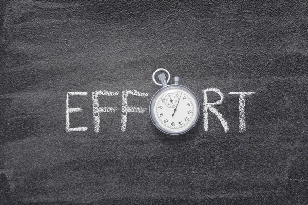 Effort Word Handwritten Chalkboard Vintage Precise Stopwatch Used Instead — Stock Photo, Image