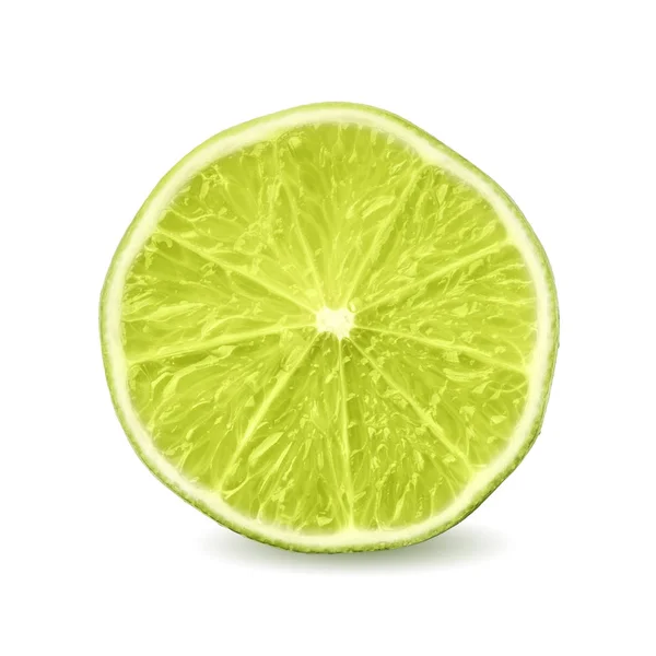 Fresco Fetta Lime Succosa Isolato Sfondo Bianco — Foto Stock