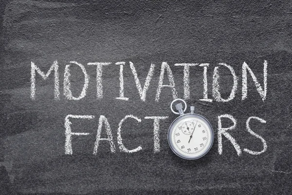 Motivation Factors Written Chalkboard Vintage Stopwatch Used Instead — Stock Photo, Image