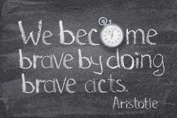 Become Brave Doing Brave Acts Quote Ancient Greek Philosopher Aristotle — Stock Photo, Image