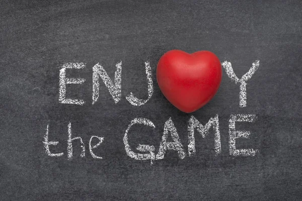 Enjoy Game Phrase Handwritten Blackboard Heart Symbol Instead — Stock Photo, Image