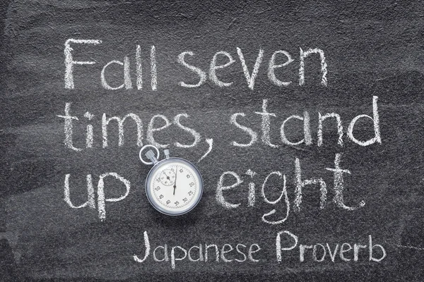 Πτώση Επτά Φορές Σηκωθείτε Οκτώ Ιαπωνική Παροιμία Γραμμένο Chalkboard Vintage — Φωτογραφία Αρχείου