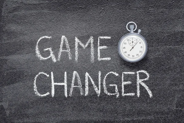 Game Changer Phrase Written Chalkboard Vintage Precise Stopwatch — Stock Photo, Image