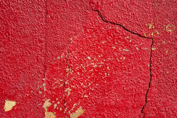 Kırmızı Boyalı Çatlak Duvar Detaylı Arkaplan — Stok fotoğraf