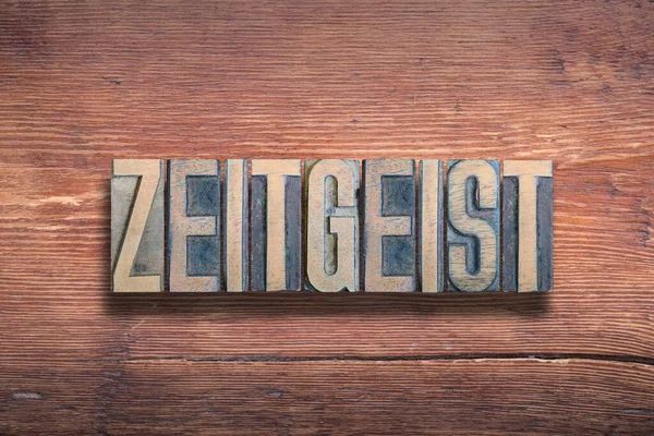 Zeitgeist Word Combined Vintage Varnished Wooden Surface — Stock Photo, Image