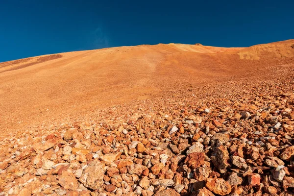 Bright Rough Volcanic Landscape Dark Blue Sky — Stock Photo, Image