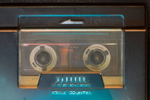 Playing Vintage Music Deck Focus Cassette — Stock Photo, Image