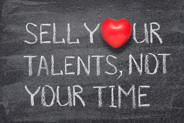 Sell Your Talents Your Time Phrase Handwritten Chalkboard Red Heart — Stock Photo, Image