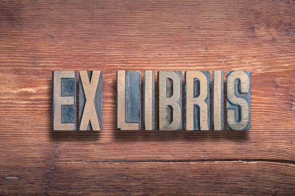 Libris Ancient Latin Saying Meaning Library Combined Vintage Varnished Wooden — Stock Photo, Image