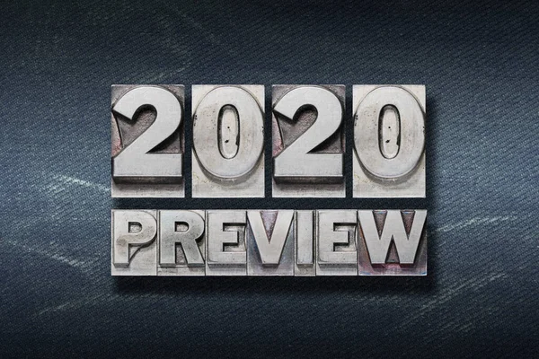 Year 2020 Preview Made Metallic Letterpress Dark Jeans Backgroun — Stock Photo, Image