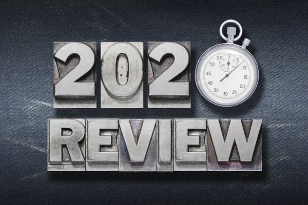 Review 2020 Phrase Made Metallic Letterpress Stopwatch — Stock Photo, Image