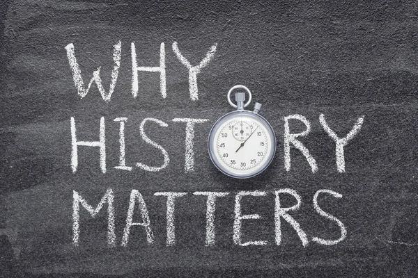 Por Que História Importa Frase Escrita Quadro Com Cronômetro Preciso — Fotografia de Stock