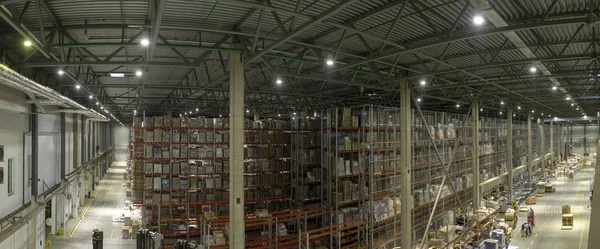 Warehouse Interior Shelves Pallets Boxes Equipment — Stock Photo, Image