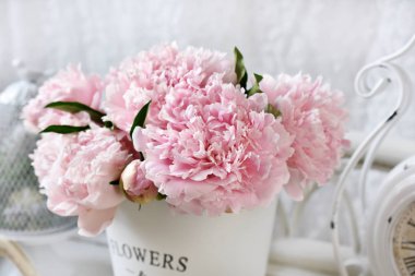 pembe renkli güzel taze Şakayık Çiçeği demet yakın çekim