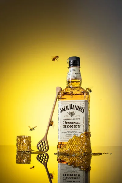 Bottle Jack Daniels Honey Alcoholic Drink Stock Image