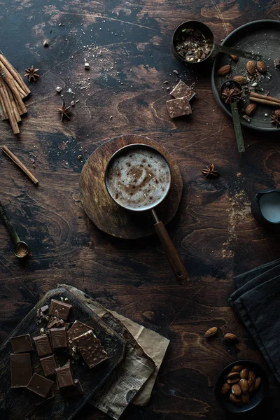 Top View Hot Chocolate Tabletop Stock Image