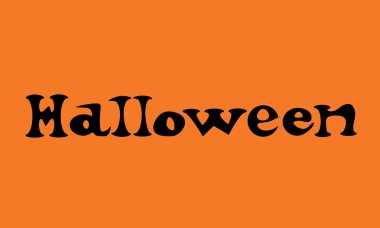 Turuncu arka planda mutlu Cadılar Bayramı metin afiş. Vektör tasarımı. El çizilmiş yaratıcı yazı. Tasarım tebrik kartı, davetiye, afiş, broşürler, poster halloween tatil