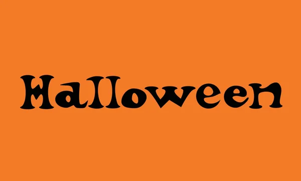 Happy Halloween Text Banner Orange Bakgrund Vektor Design Handritade Kreativa — Stock vektor