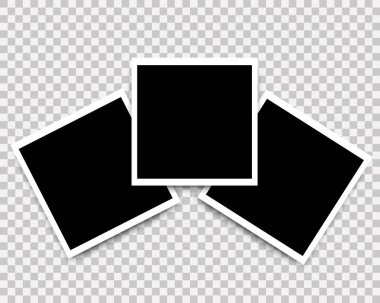 Vektör fotoğraf çerçeveleri set mockup tasarım. Web Galerisi için fotoğraf simgeleri. Şeffaf arka planda beyaz kenarlık
