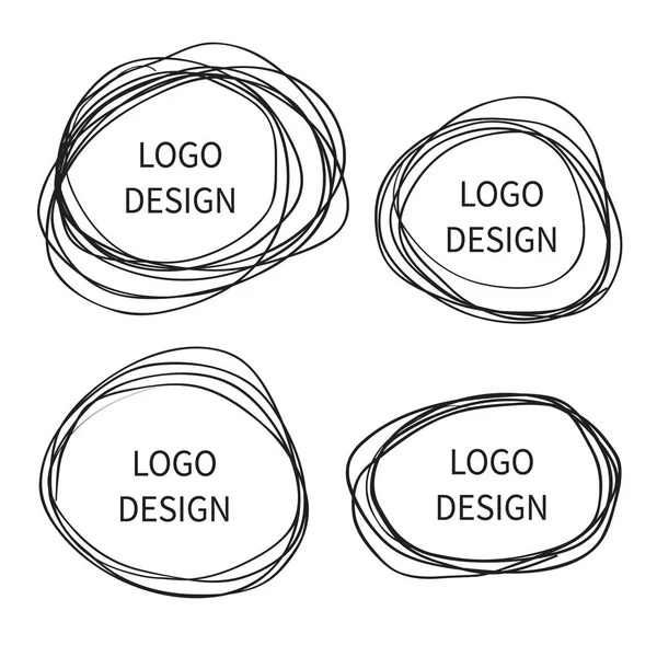 Návrh Loga Nakreslený Kroužek Vektorovou Rukou Doodle Náčrt Kruhového Loga — Stockový vektor