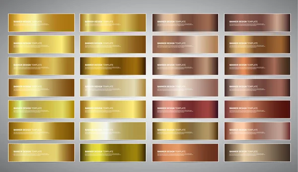 Vector Banners Gold Bronze Gradient Backgrounds Website Headers Vector Golden — Stock Vector