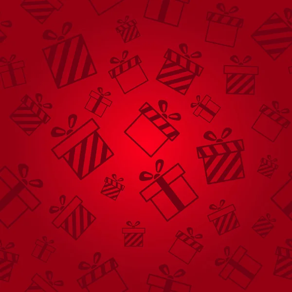 Weihnachtsvektormuster Mit Geschenkschachteln Auf Rotem Hintergrund Neujahrsvektordesign Geschenkpapier Für Weihnachten — Stockvektor