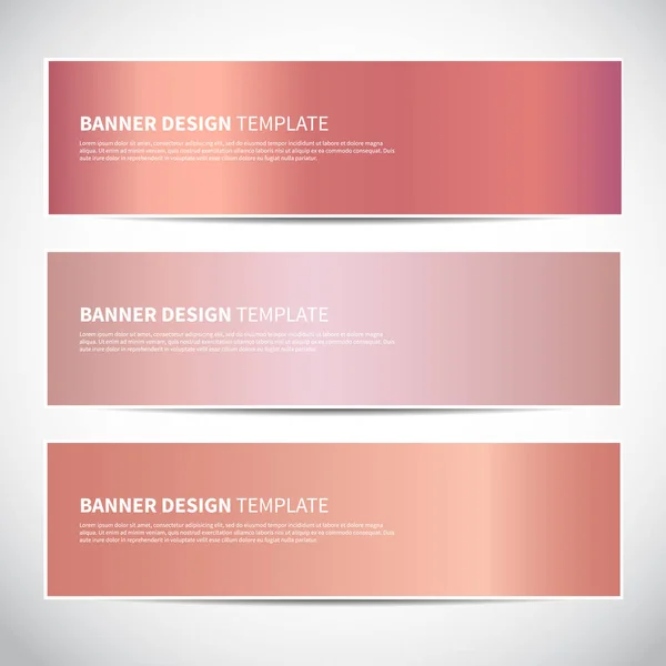 Banners Rose Guld Eller Glänsande Rosa Gradient Vektor Banners Mallar — Stock vektor